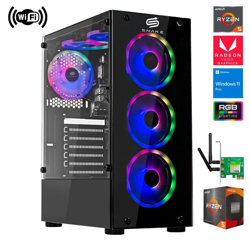 SNAKE GAMER - Pc Gamer Vibora V0 AMD Ryzen 3 3200G, SSD 512GB, RAM 16 GB, WIFI 2.0