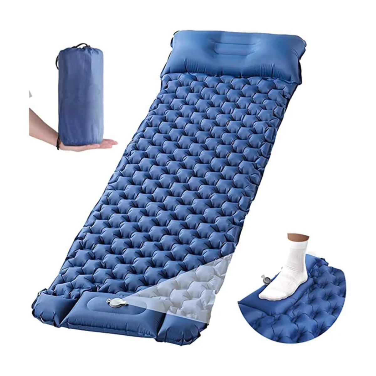 GENERICO - Colchoneta Inflable Plegable Con Bomba De Pie Incorporada