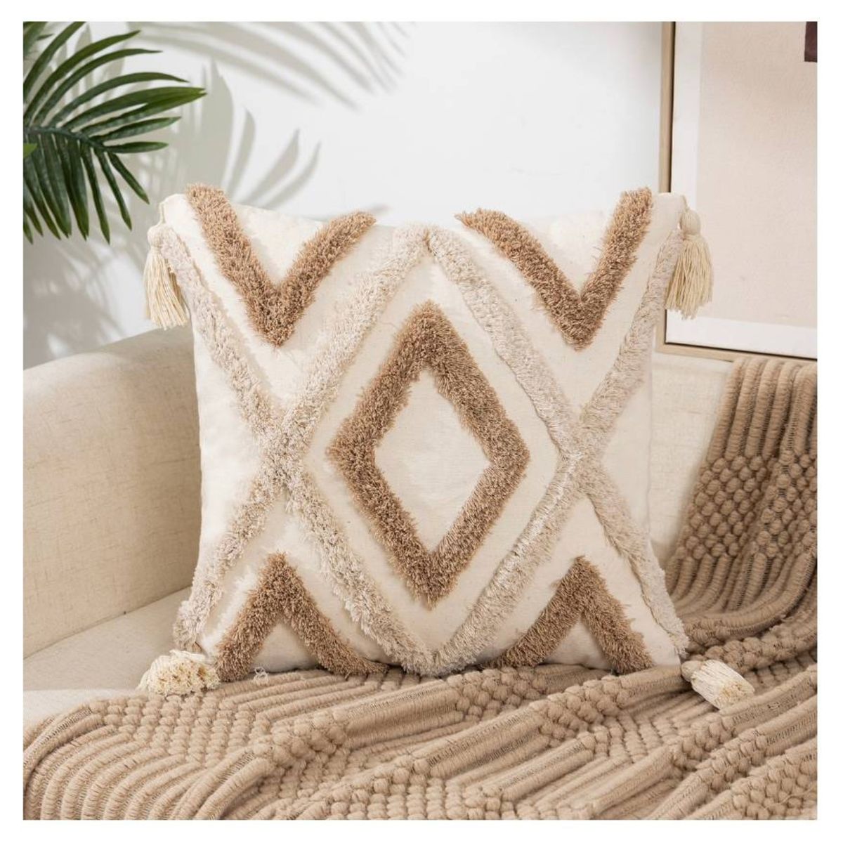 COMPRAPO - Set Piecera + 2 Fundas Crudo Boho Tierra 210x70 King o 2 Pzas.