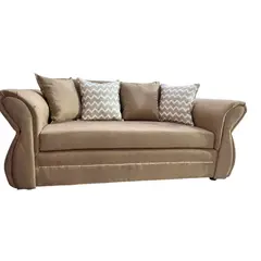 FLOBAL - Sillon Sofa Grecia de 3 Cuerpos Tela Beige Repelente a Liquidos
