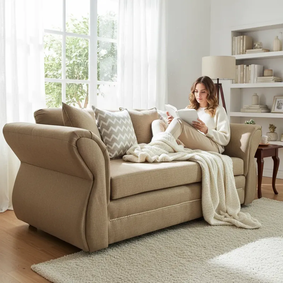 FLOBAL - Sofá 3 Cuerpos Grecia - Beige Repelente a Líquidos