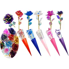 GENERICO - X10 Rosas Eterna Plastificada Con Cajas Forma Cono Elegante - Fucsia