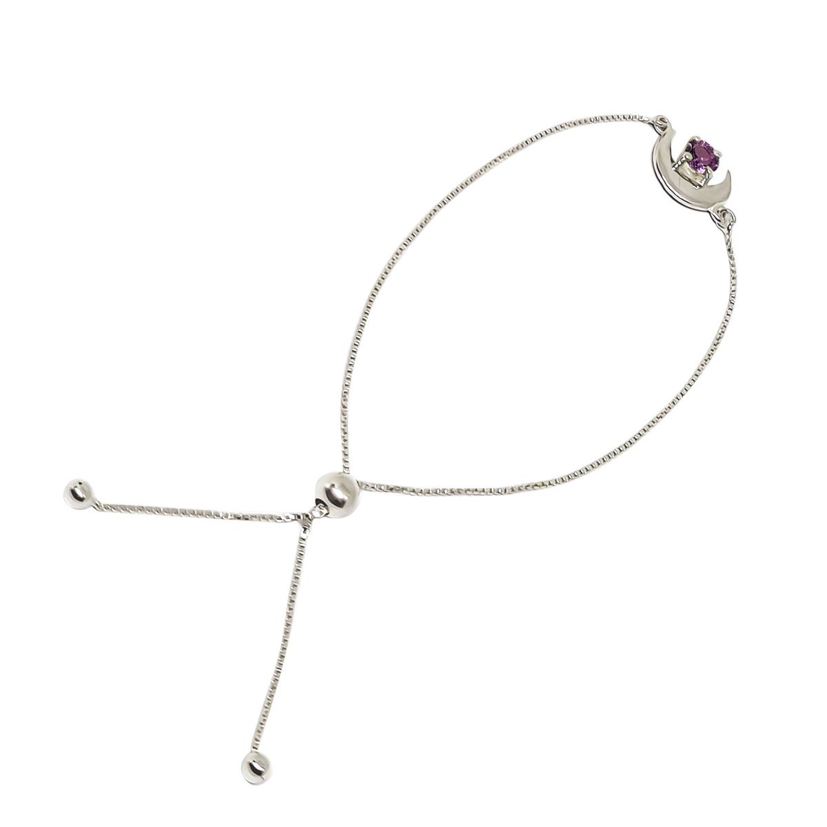 COGGIOLA - Pulsera Luna Amatista Plata Fina 925 Adaptable