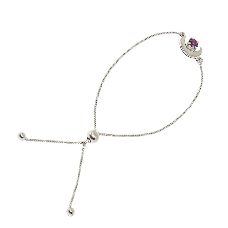 ANDREA COGGIOLA JOYAS - Pulsera Luna Amatista Plata Fina 925 Adaptable