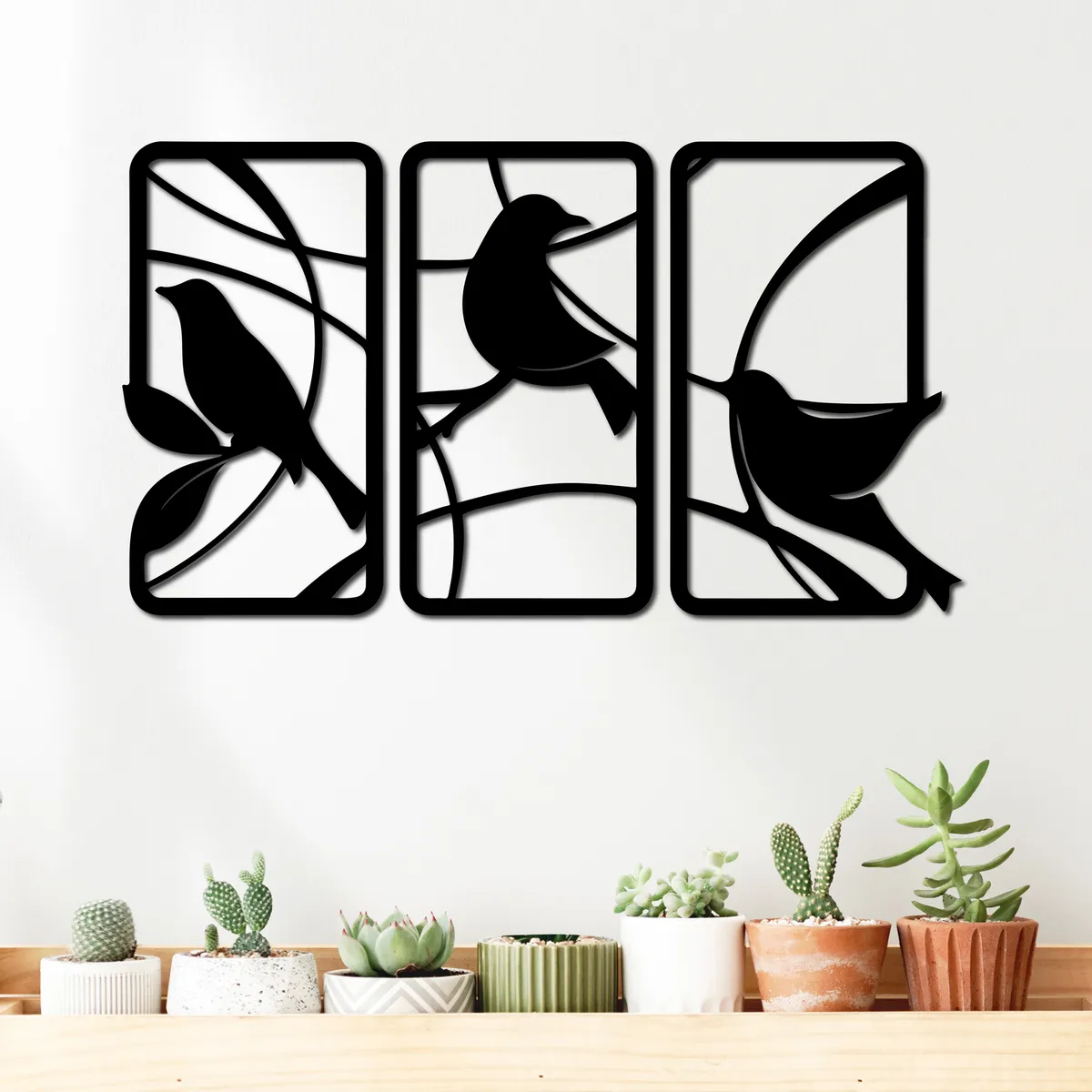 ELAB PROPIA - Set 3 Cuadros Pajaros Aves 40x21cm c.u. - Madera Fun Republic