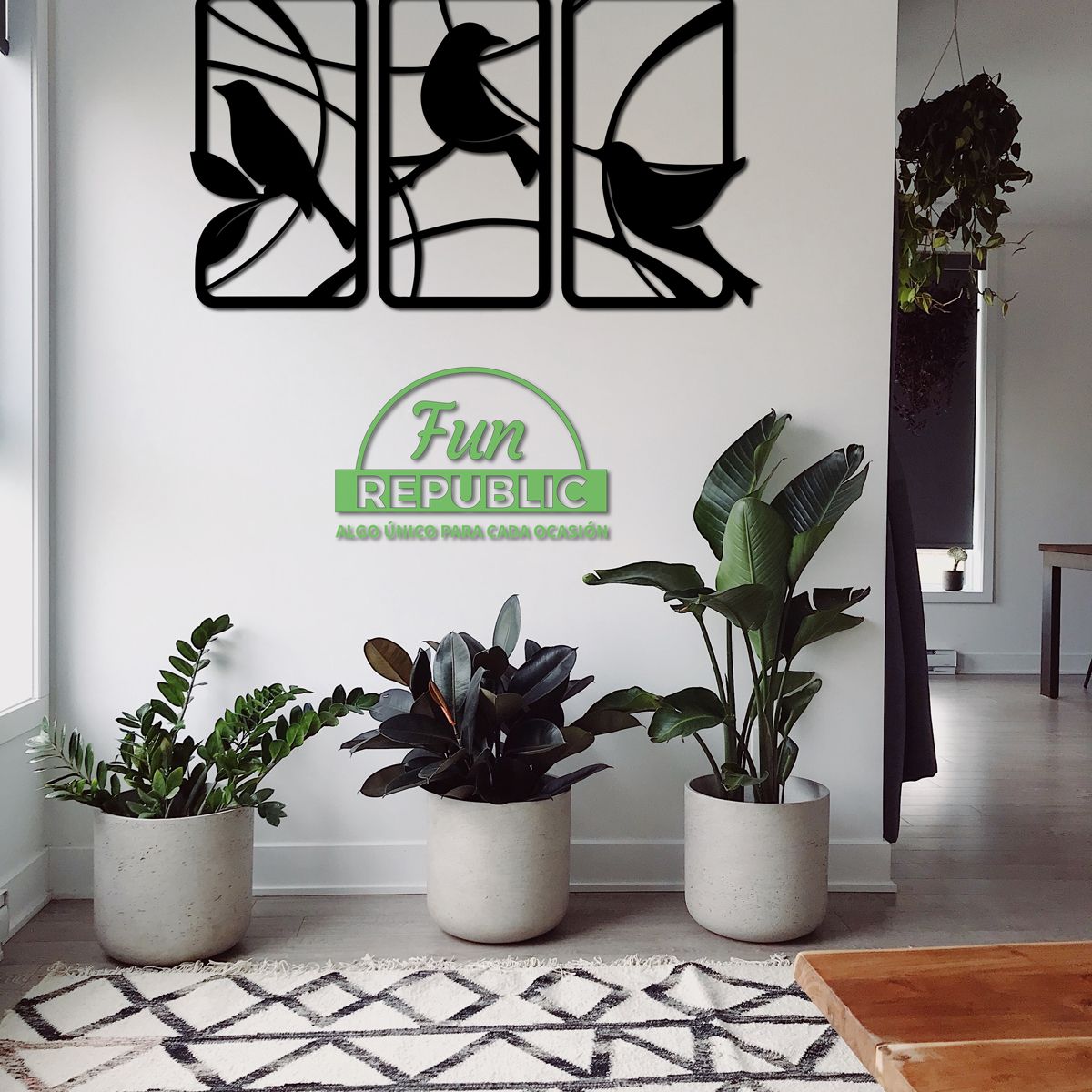 ELAB PROPIA - Set 3 Cuadros Pajaros Aves 40x21cm c.u. - Madera Fun Republic