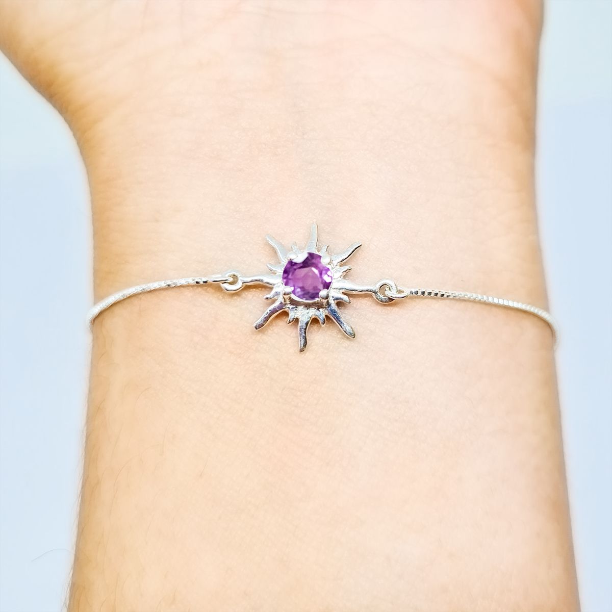 COGGIOLA - Pulsera Sol Amatista Plata Fina 925 Adaptable