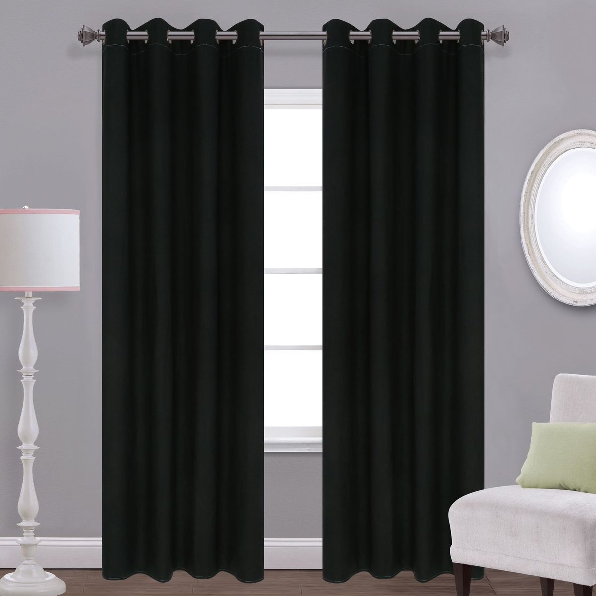 GENERICO - CORTINA NEGRA ENGOMADA UNICOLOR blackout 2 PAÑOS 140X230