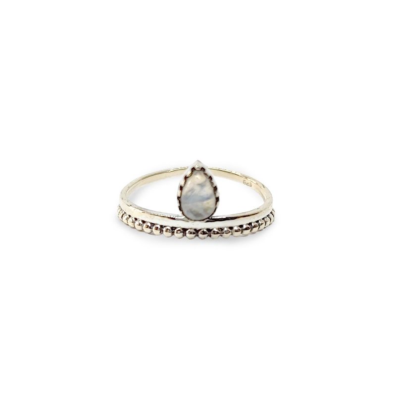ANDREA COGGIOLA JOYAS - Anillo Ekisha Piedra Luna Plata Fina 925