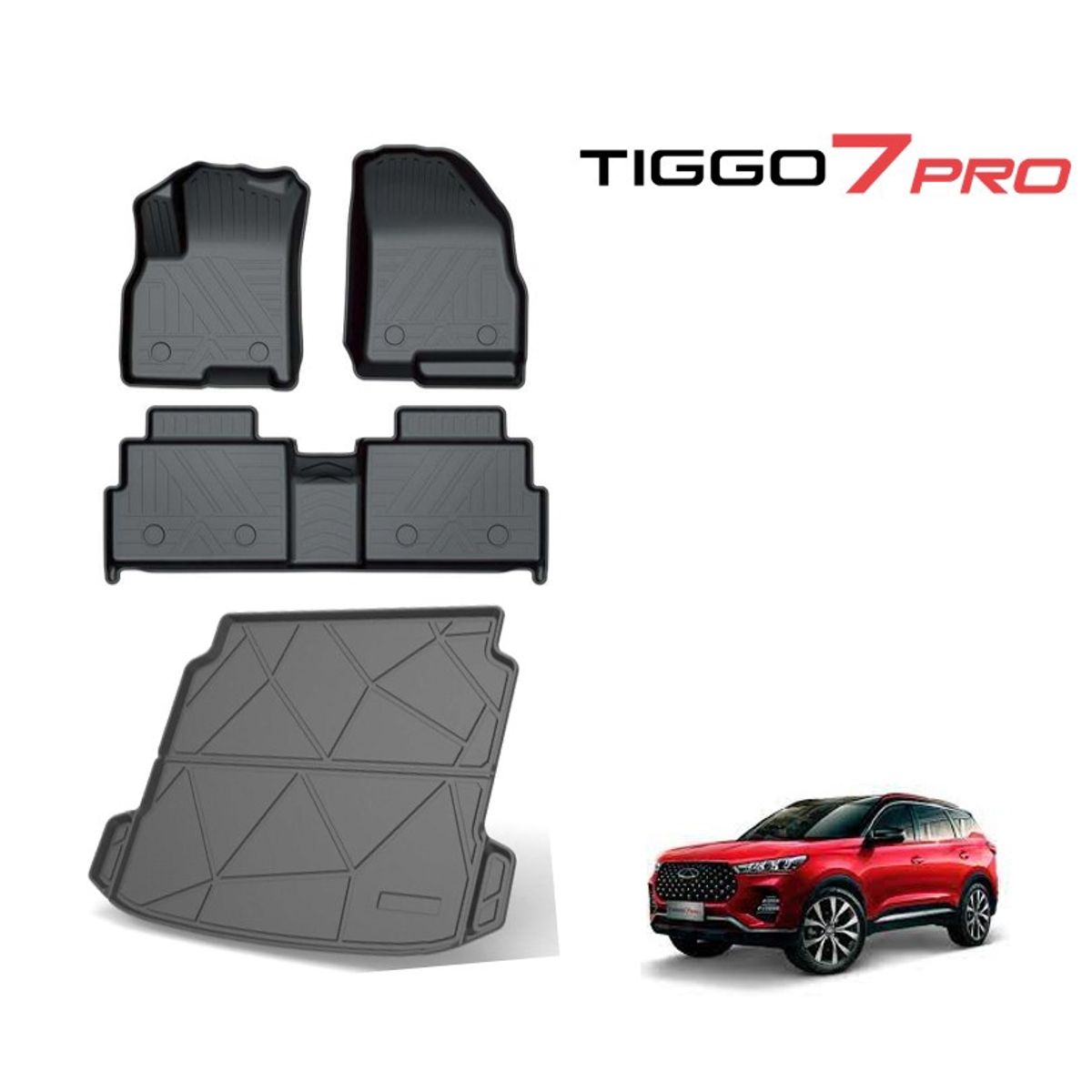 GENERICO - Set Cubre Piso y Maletero Tiggo 7 Pro Calce Perfecto 4 Pieza