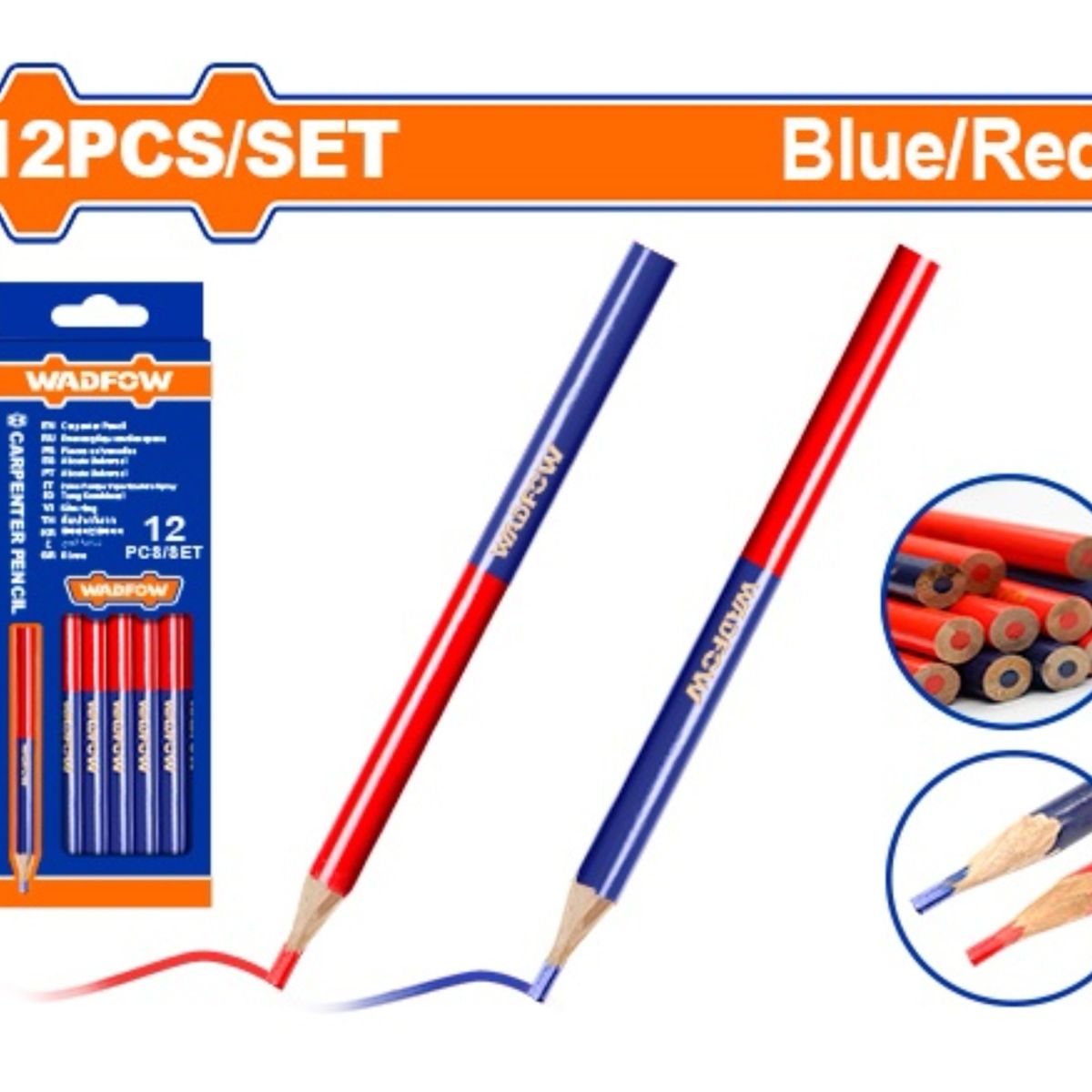 WADFOW - Set De 12 Lápiz Carpintero Bicolor Azul/rojo Wadfow Wmq2512