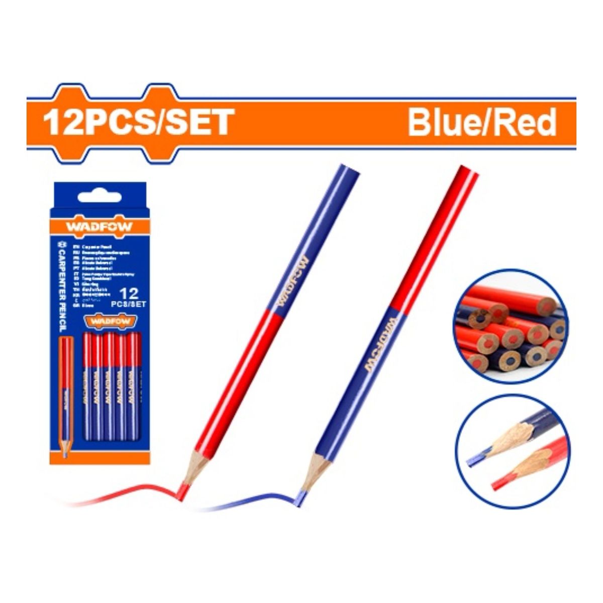 WADFOW - Set De 12 Lápiz Carpintero Bicolor Azul/rojo Wadfow Wmq2512