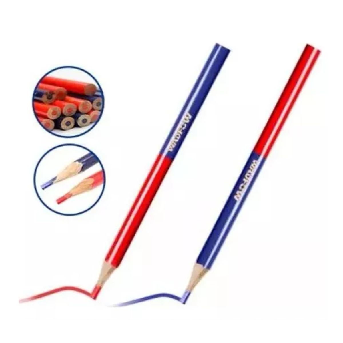 WADFOW - Set De 12 Lápiz Carpintero Bicolor Azul/rojo Wadfow Wmq2512