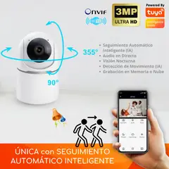 D MOTICA - Cámara Seguridad Wifi Inteligente 2k 3mp Audio Motorizada Auto Tracking