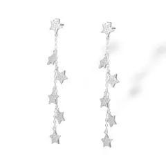 GENERICO - Aros de Plata Cadena Estrellas con Circones