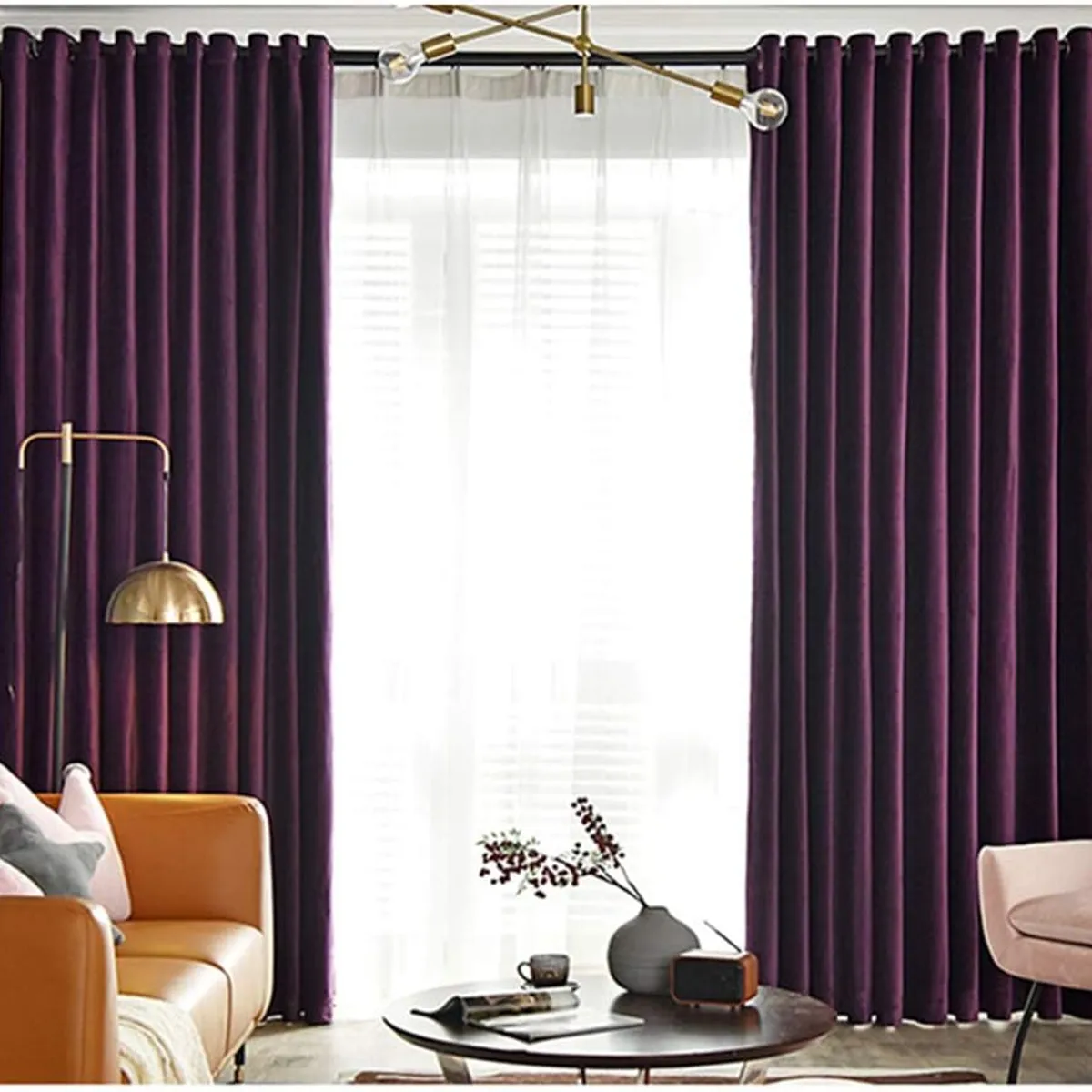 GENERICO - CORTINA ENGOMADA UNICOLOR blackout MORADO 2 PAÑOS 140X230
