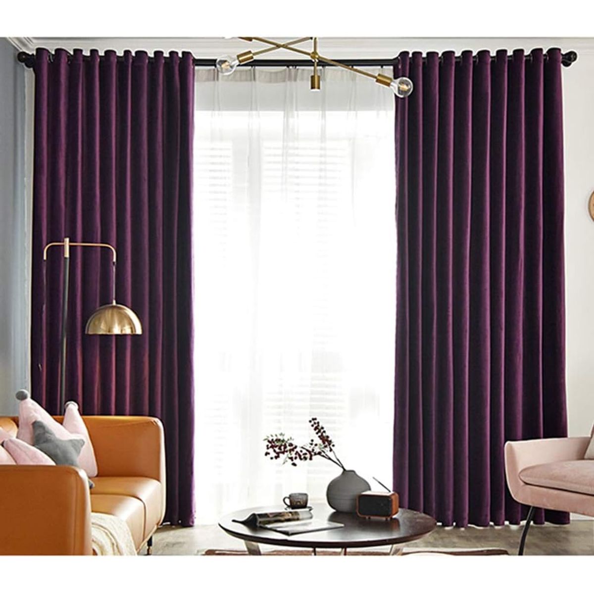 GENERICO - CORTINA ENGOMADA UNICOLOR blackout MORADO 2 PAÑOS 140X230