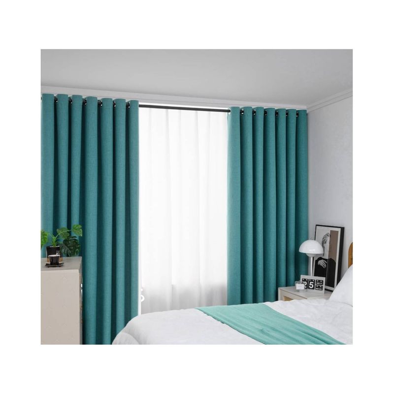 GENERICO - CORTINA ENGOMADA UNICOLOR blackout TURQUESA 2 PAÑOS 140X230