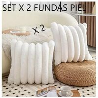 Set X 2 Fundas para Cojín Tipo Piel Blanco 45x45 cm
