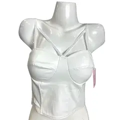 MEDIA LUNA - Crop Top en Cuerina Diseño Lineal
