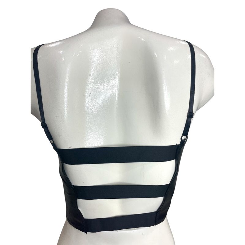 MEDIA LUNA - Crop Top en Cuerina Diseño Lineal
