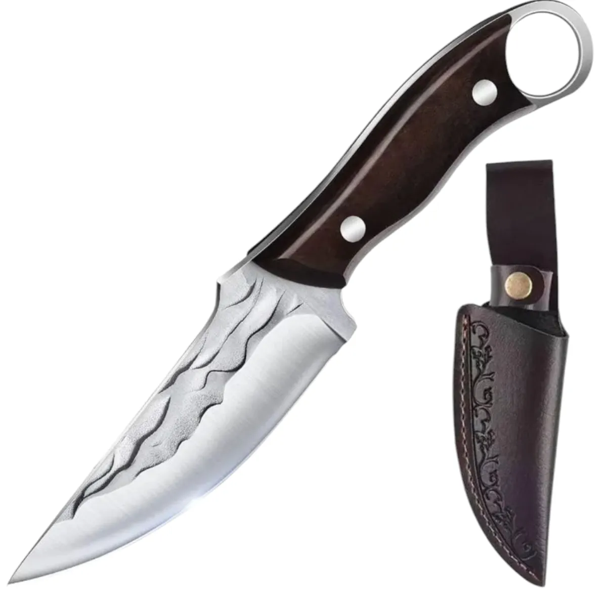 GENERICO - Cuchillo Para Caza Pesca Camping Con Funda De Cuero