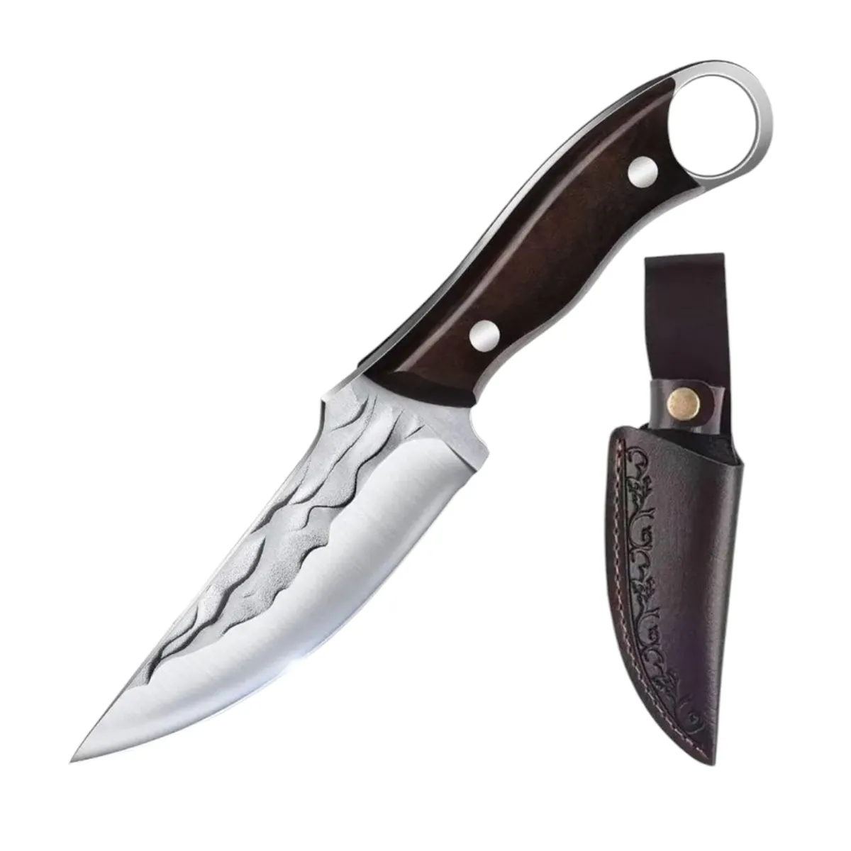 GENERICO - Cuchillo Para Caza Pesca Camping Con Funda De Cuero