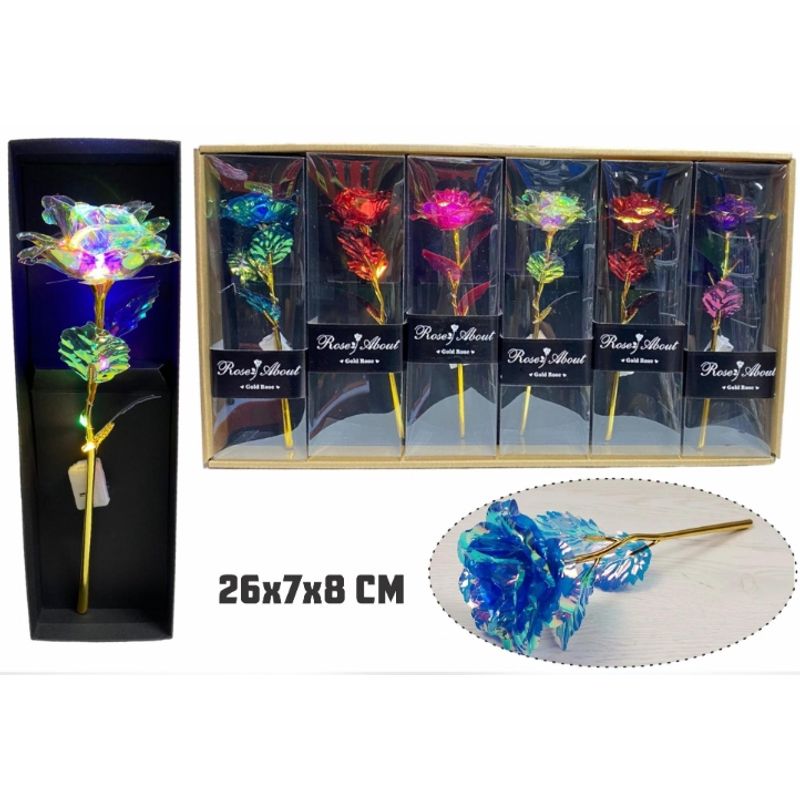 GENERICO - Flor Eterna Con Luz Led San Valentín Tornasol
