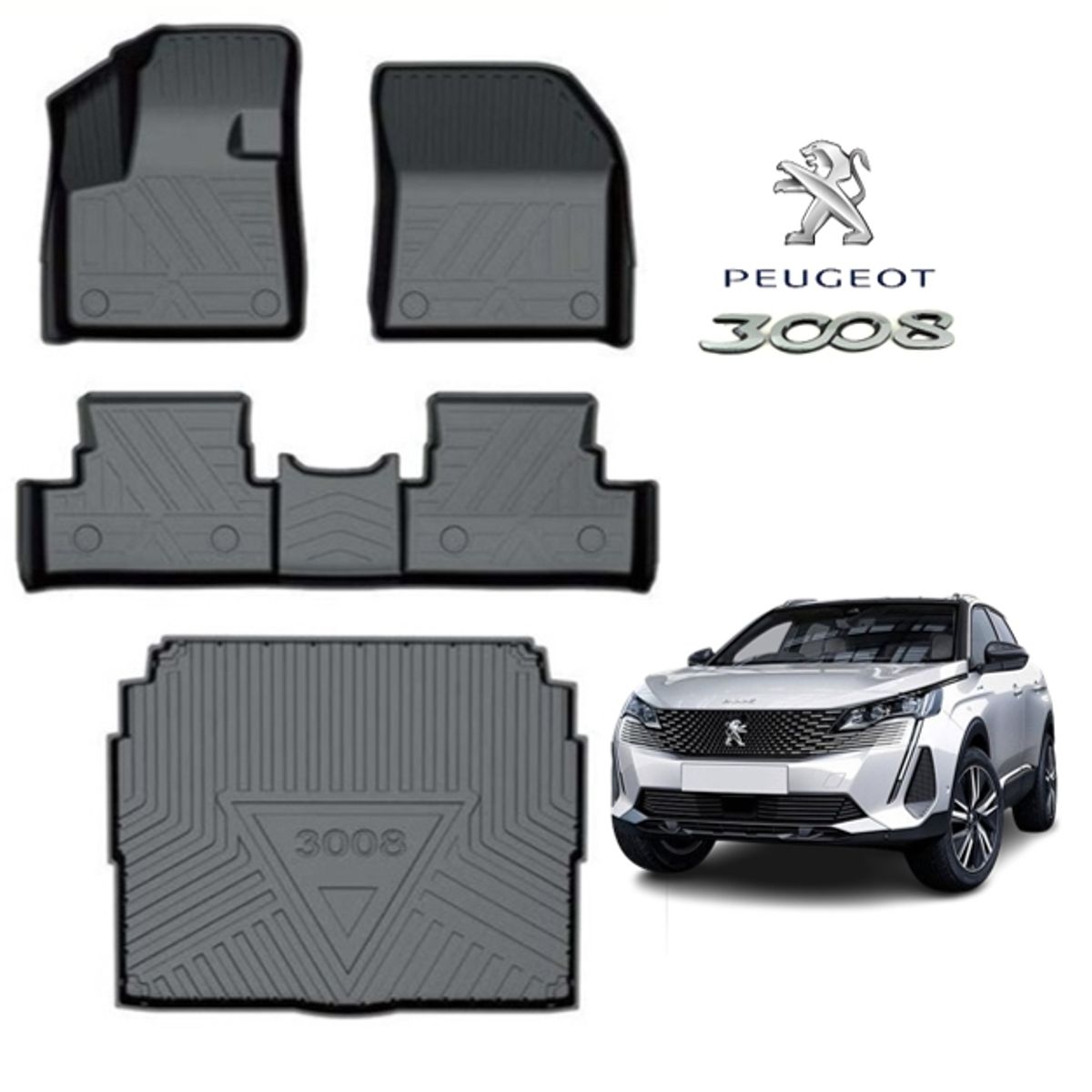 GENERICO - Set Cubre Piso y Maletero Peugeot 3008 4 Pieza