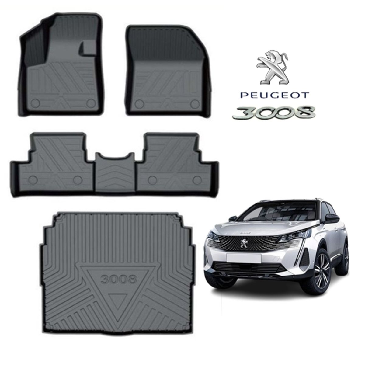 GENERICO - Set Cubre Piso y Maletero Peugeot 3008 4 Pieza