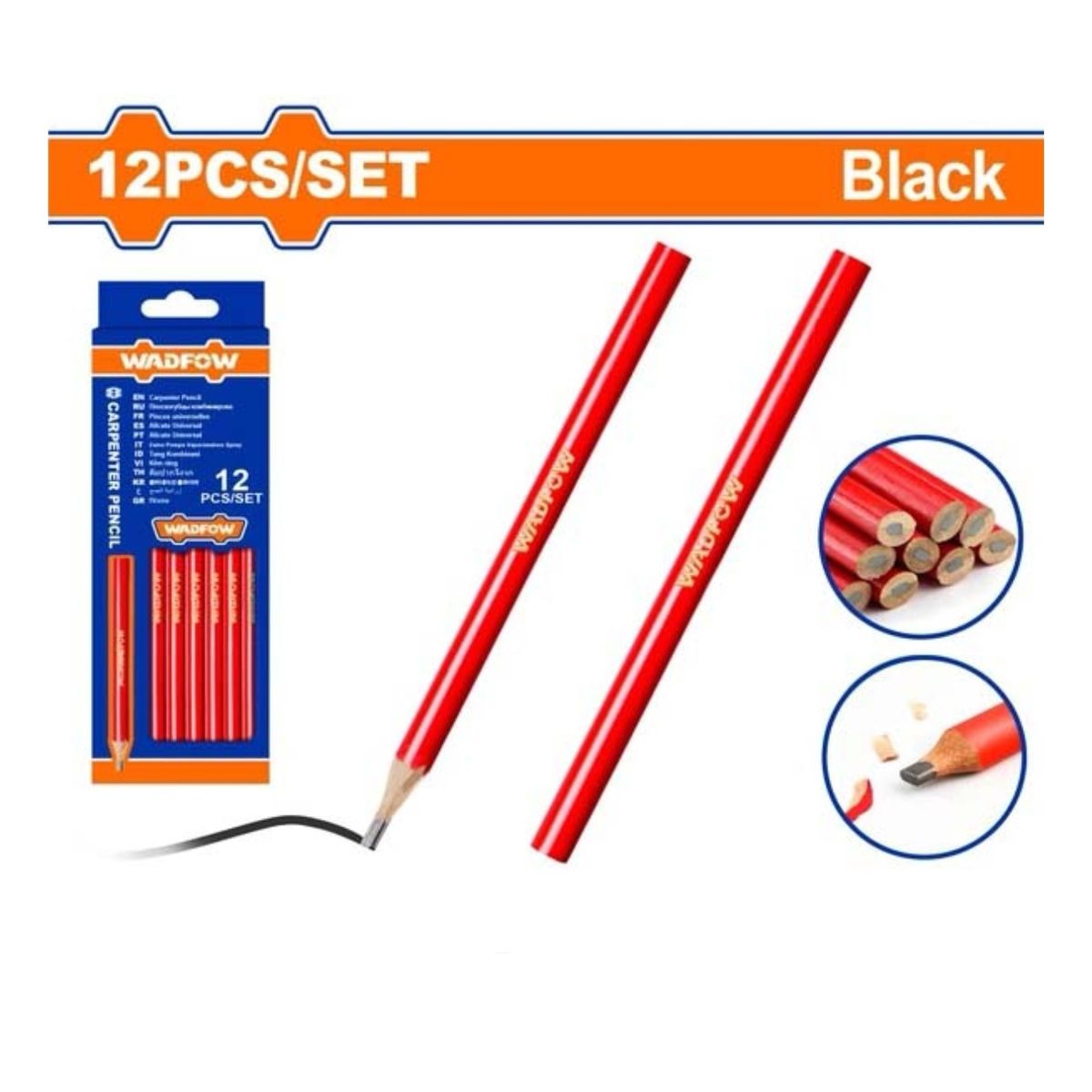 WADFOW - Set De 12 Lapiz Carpintero Negro Wadfow Wmq1512