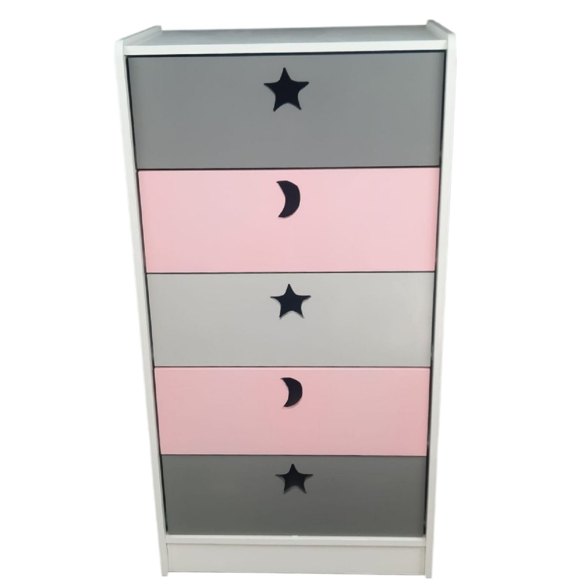 MUEBLES KIDS - Cajonera de 5 cajones rosada gris
