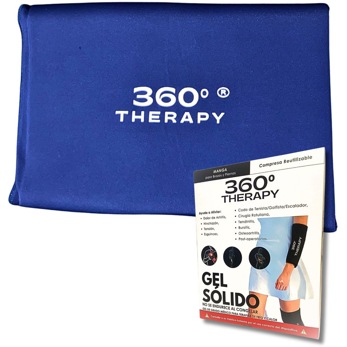 360 THERAPY - Compresa de Gel Sólido para Alivio de Brazos y Piernas Azul - Talla XL