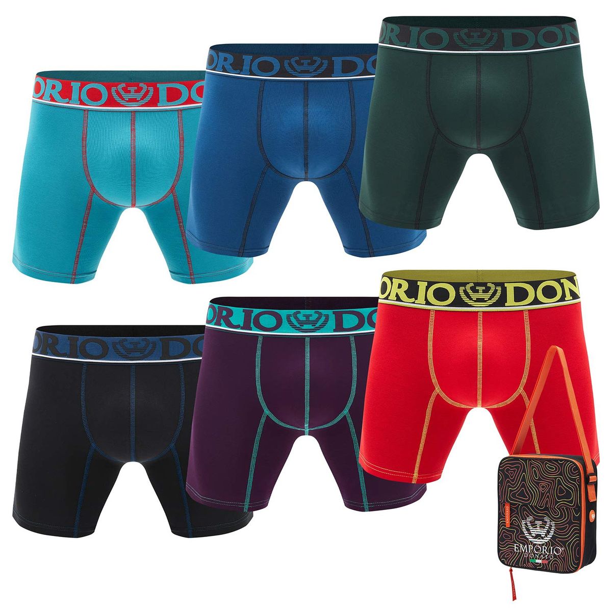 GIOVACCHINO - Pack de 6 Boxer Medio Algodón Hombre Con Bolso Regalo