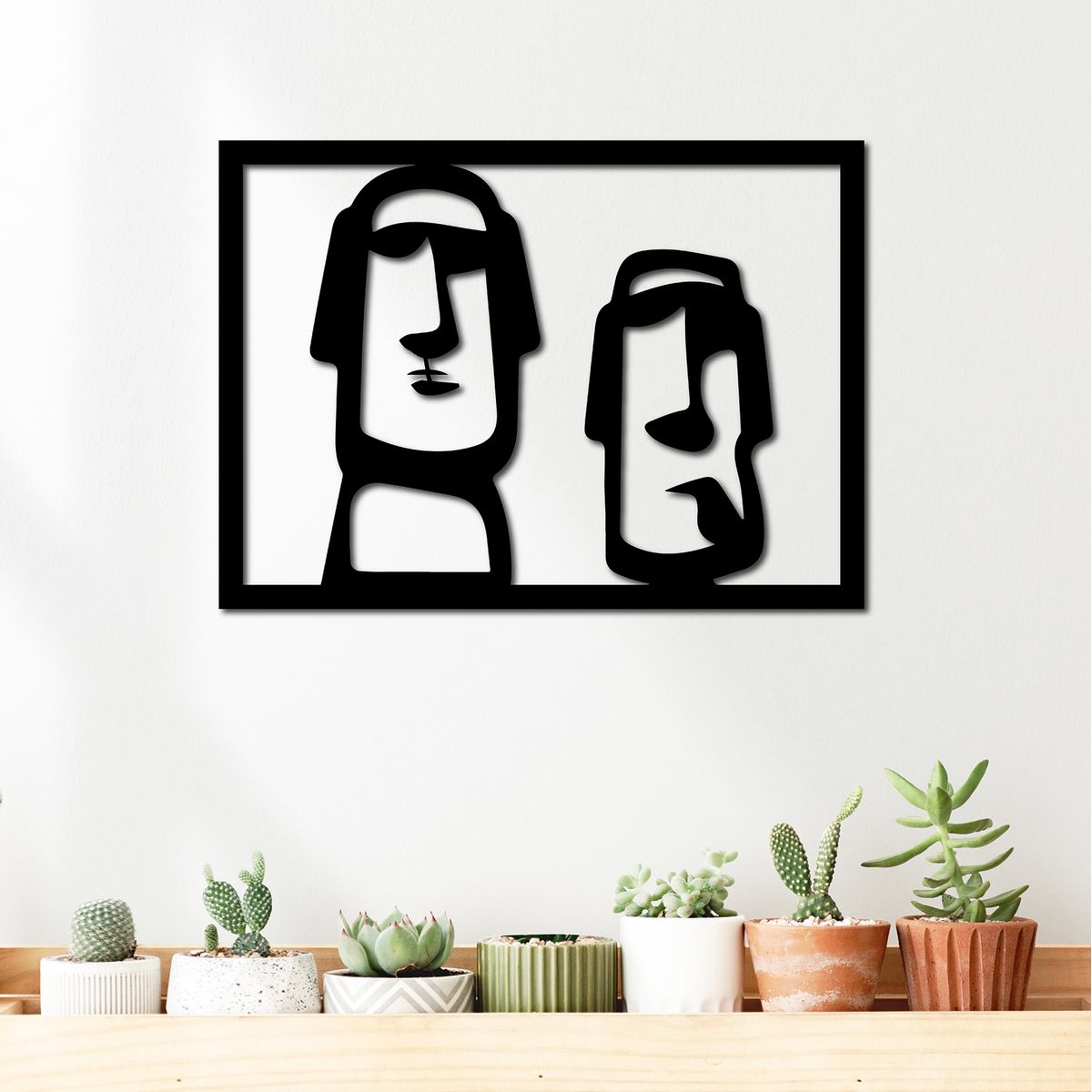 ELAB PROPIA - Cuadro Isla de Pascua Rapanui Moái 41x30cm - Madera Fun Republic