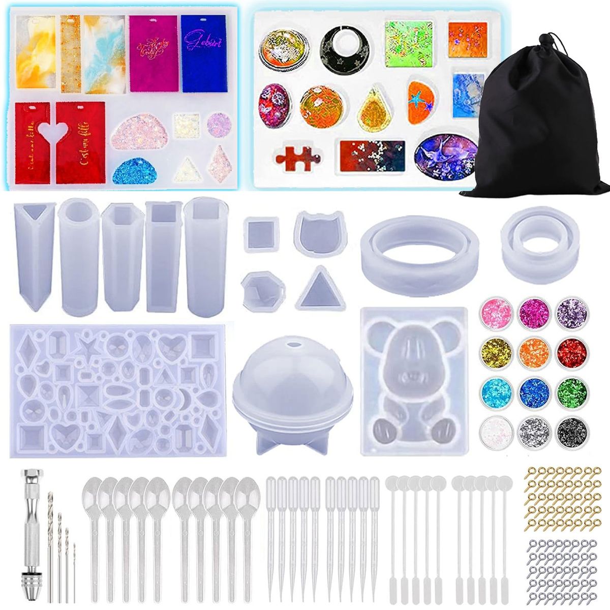 EVERSO - Set 159 Moldes Silicona Para Velas Resina Joyería Collar