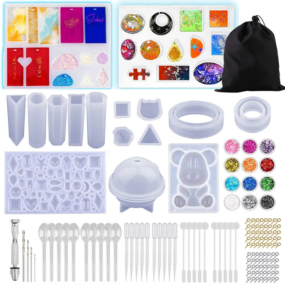 EVERSO - Set 159 Moldes Silicona Para Velas Resina Joyería Collar