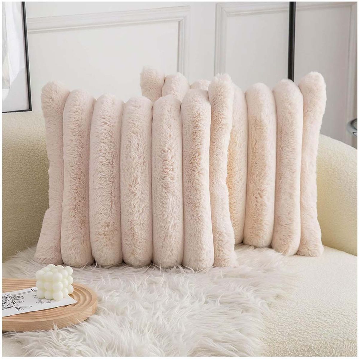 GENERICO - Pack funda de cojin piel de oveja sintetica 4545cm