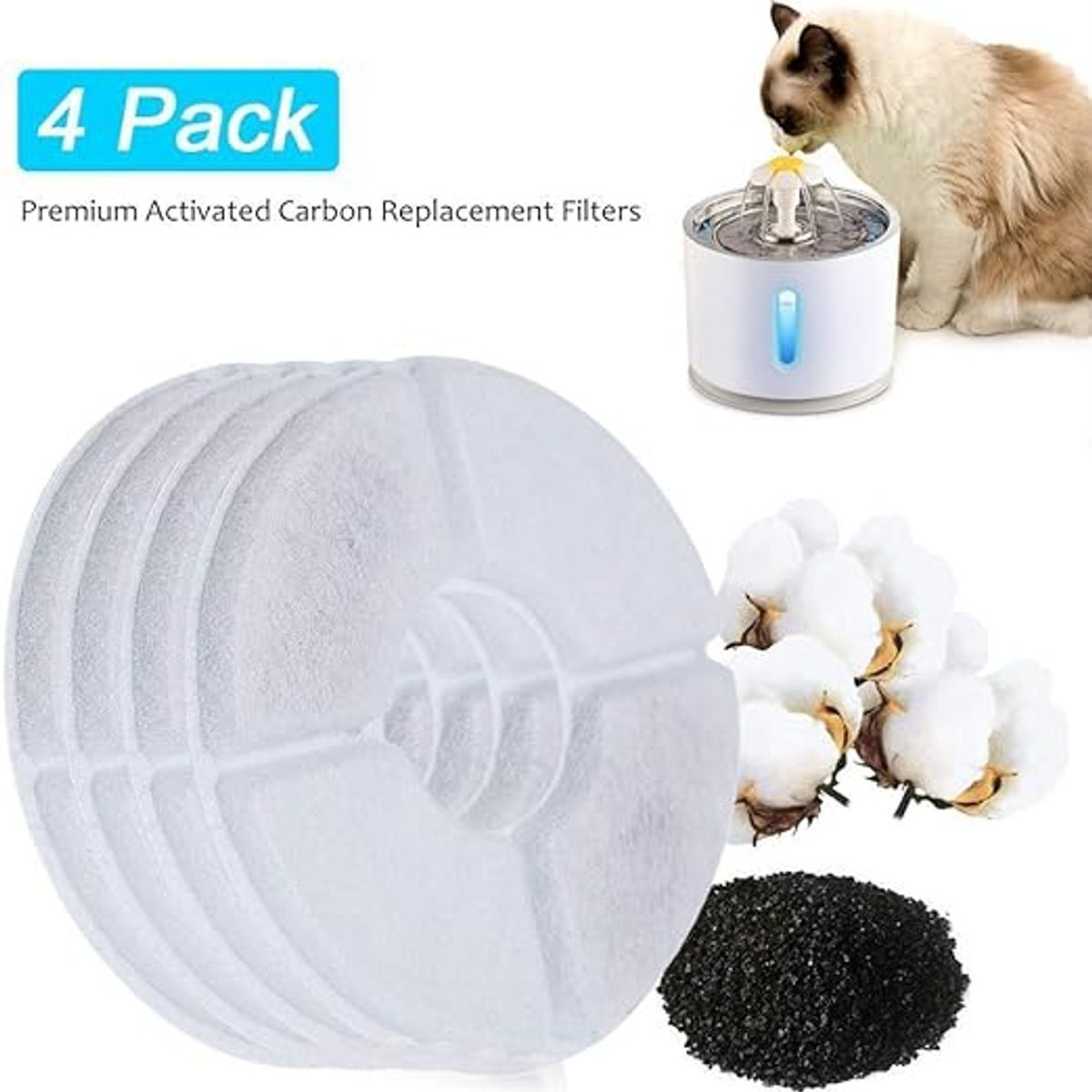 GENERICO - Pack X4 Filtros Bebedero Fuente De Agua Eléctrico Gato Perro