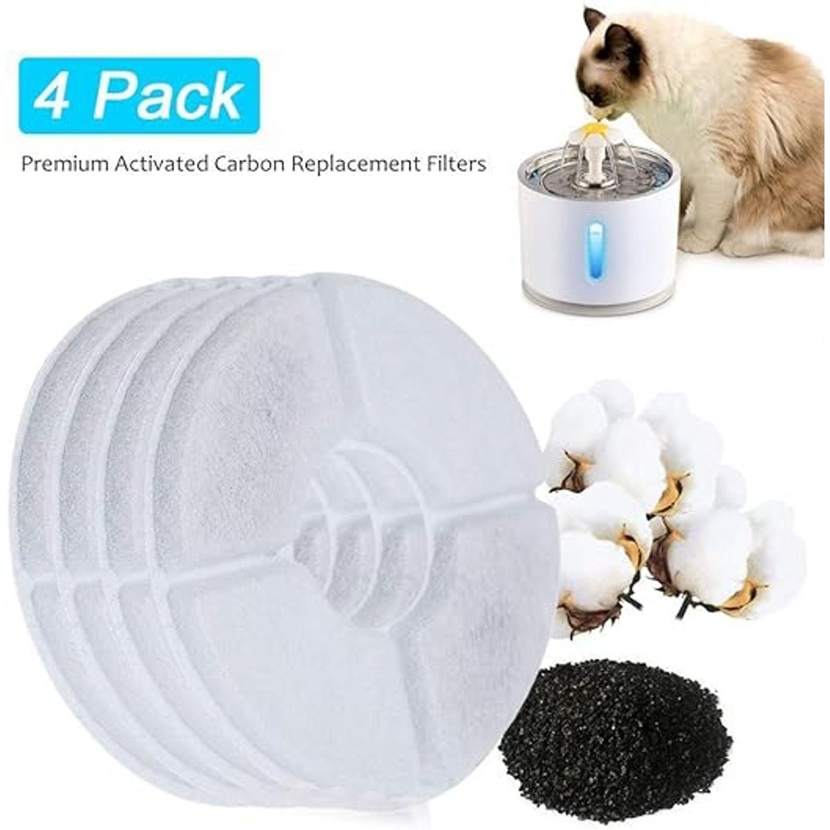 GENERICO - Pack X4 Filtros Bebedero Fuente De Agua Eléctrico Gato Perro