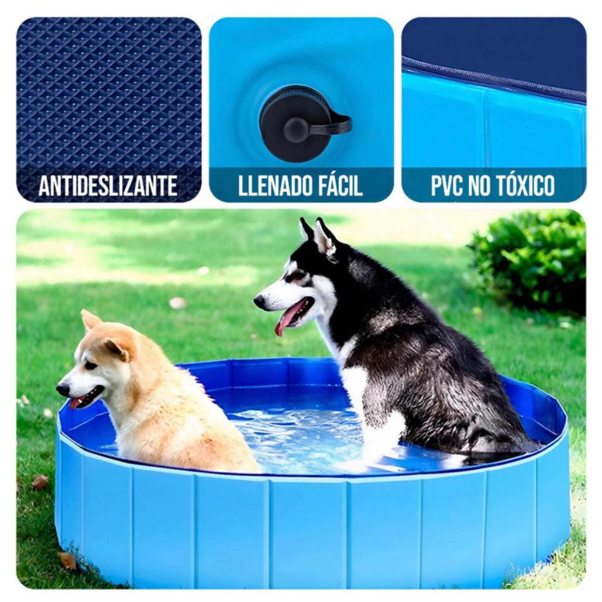 GENERICO - Piscina Plegable Para Mascotas Perro Ducha Verano 80x30cm