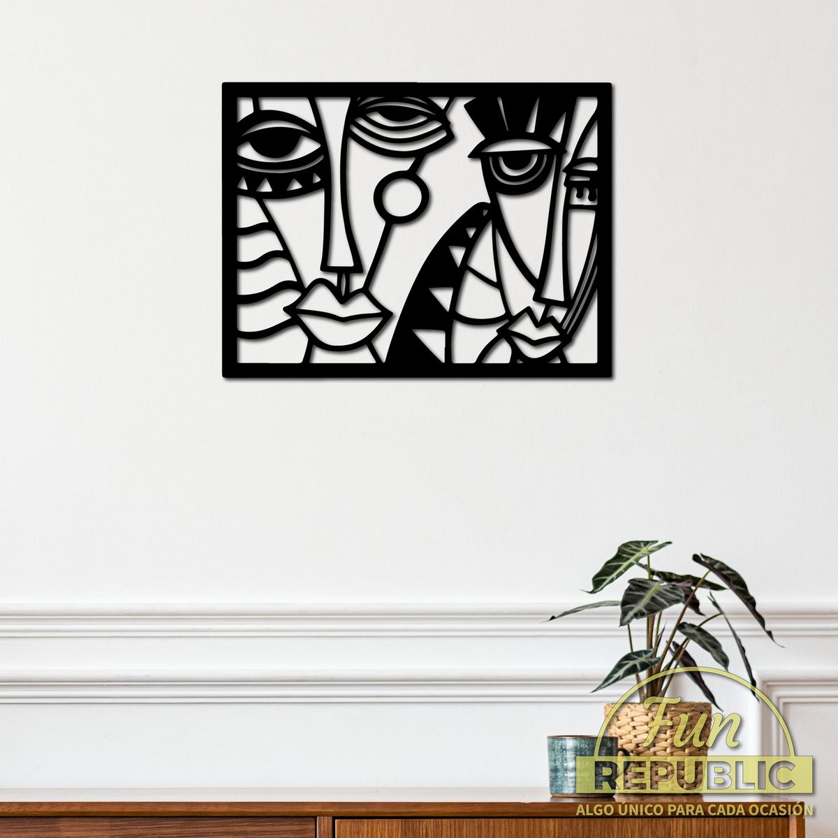 ELAB PROPIA - Cuadro Picasso Cubismo Abstracto 40x30cm - Madera Fun Republic