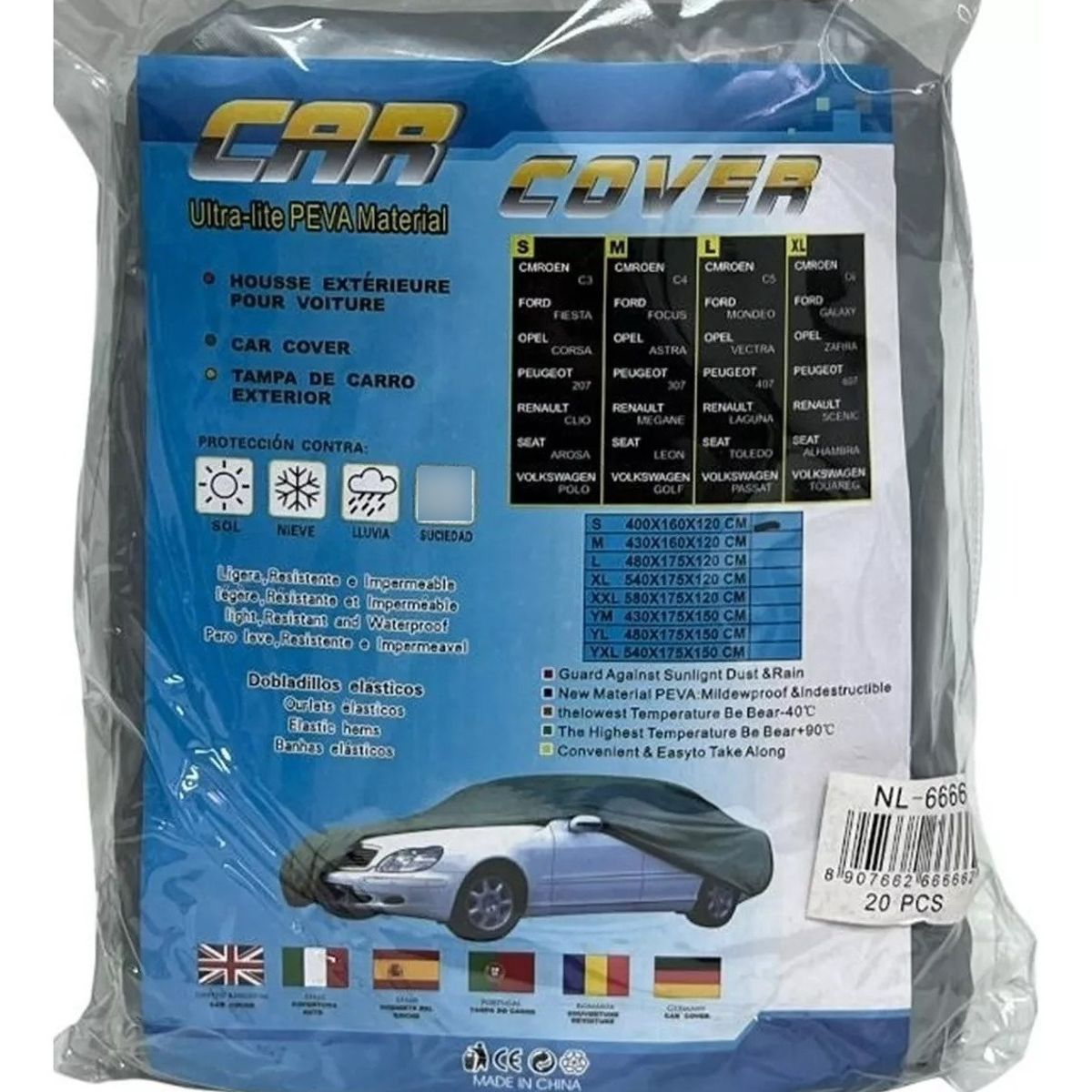 GENERICO - Carpa Funda Cubre Auto Premium Impermeable Talla M