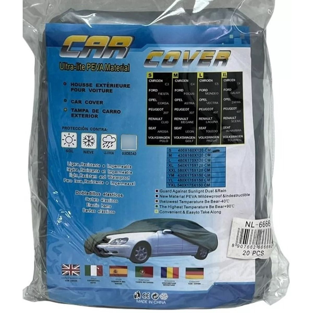 GENERICO - Carpa Funda Cubre Auto Premium Impermeable Talla M