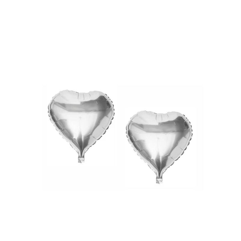 GENERICO - Globo Metalico Corazón Plata 2Pcs 9 Pulgadas