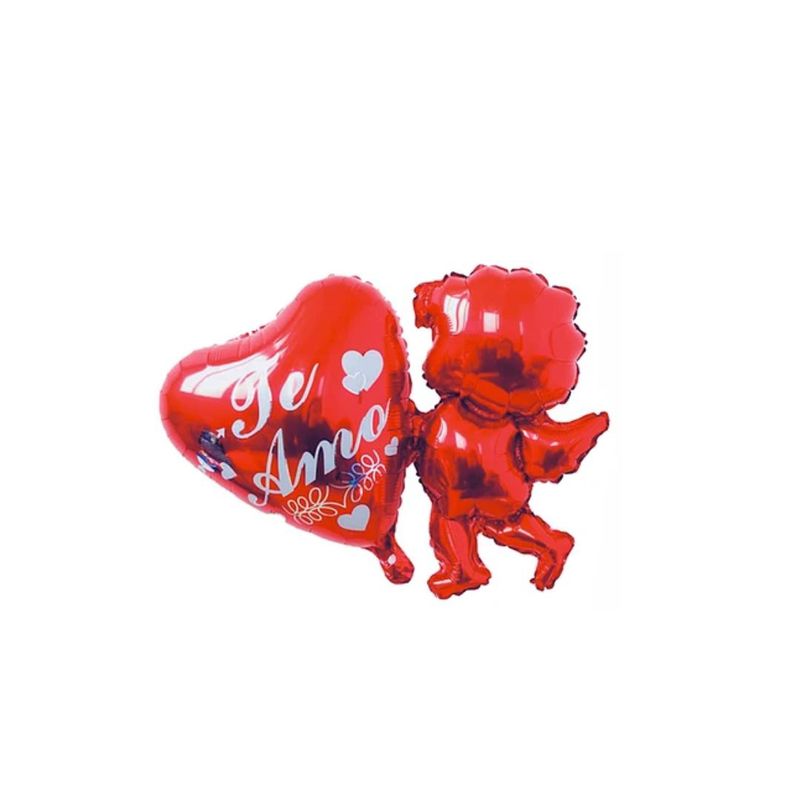 GENERICO - Globo Metalico Corazón Cupido Rojo 60X78Cm