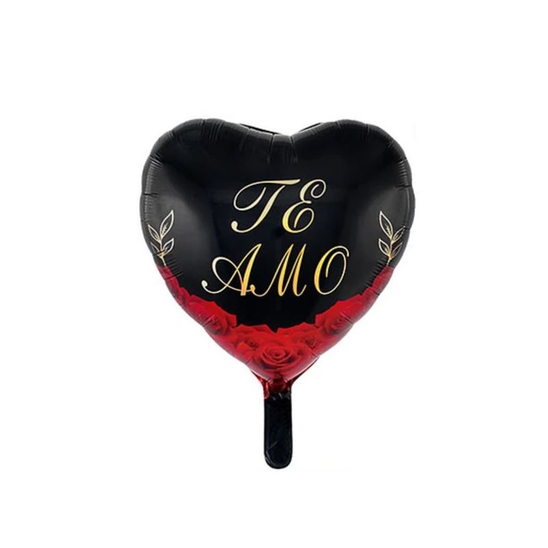 GENERICO - Globo Metálico Corazón Negro Te Amo 45cm