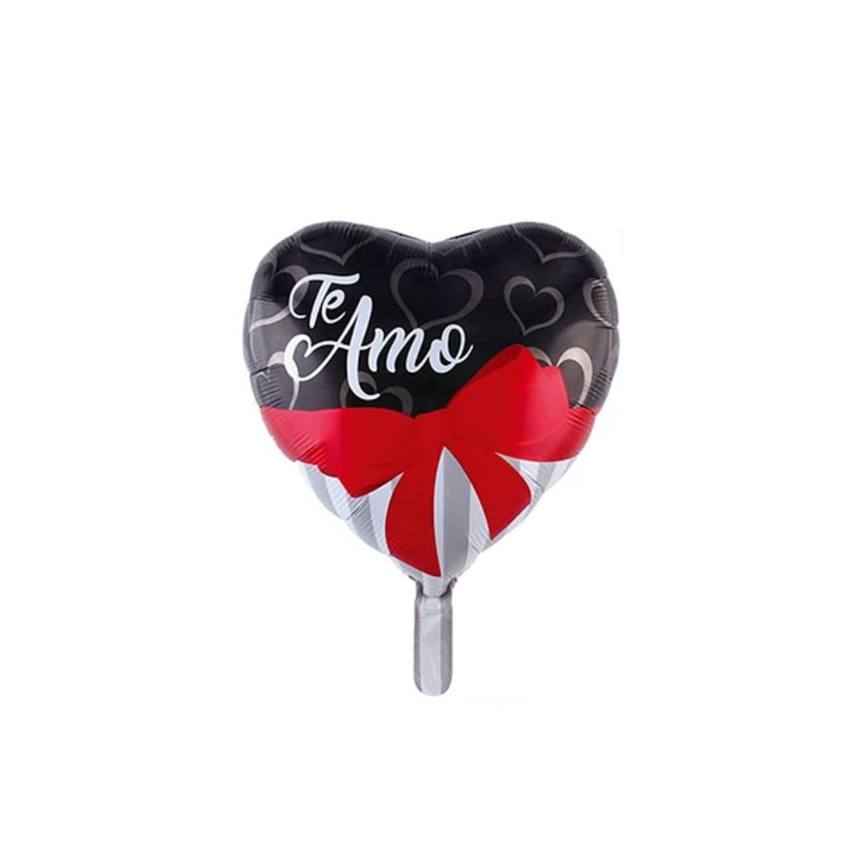 GENERICO - Globo Metálico Corazón Con Lazo Plateado Te Amo 45 Cm