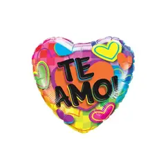 GENERICO - Globo Metalico Corazón Teamo Colorido 45 Cm
