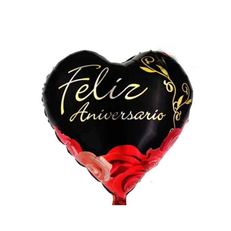 GENERICO - Globo Metálico Corazón Feliz Aniversario 45cm